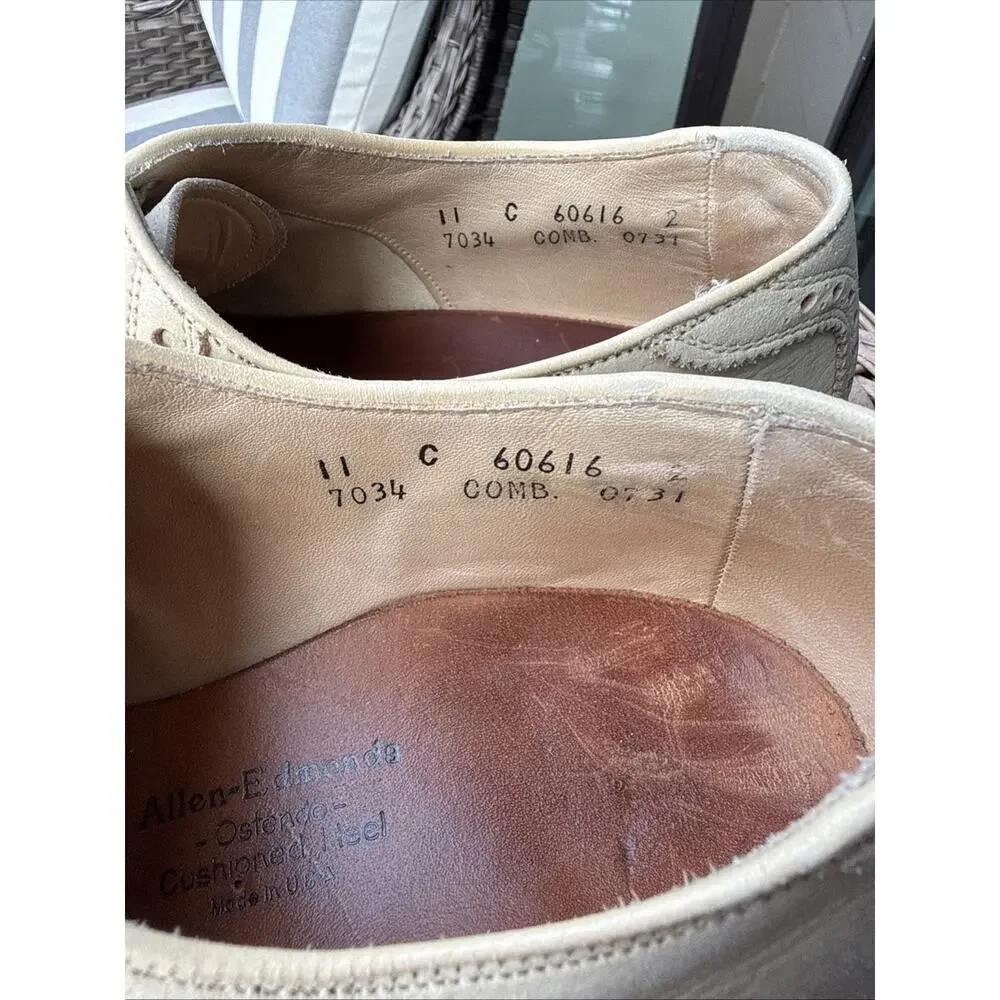 Allen Edmonds Odessa 7034 Oxford Shoes 11 C Light Tan Ostendo Leather USA